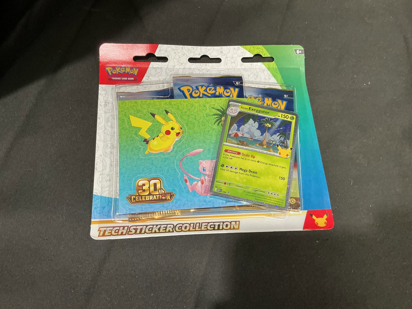 Pokemon 30th Celebration Alolan Exeggutor Tech Sticker Collection: Making its first appearance in our auction from the newly released Pokemon TCG 30th Celebration lineup, this factory sealed Tech Sticker Collection features a foil Alolan Exeggutor promo card, a color