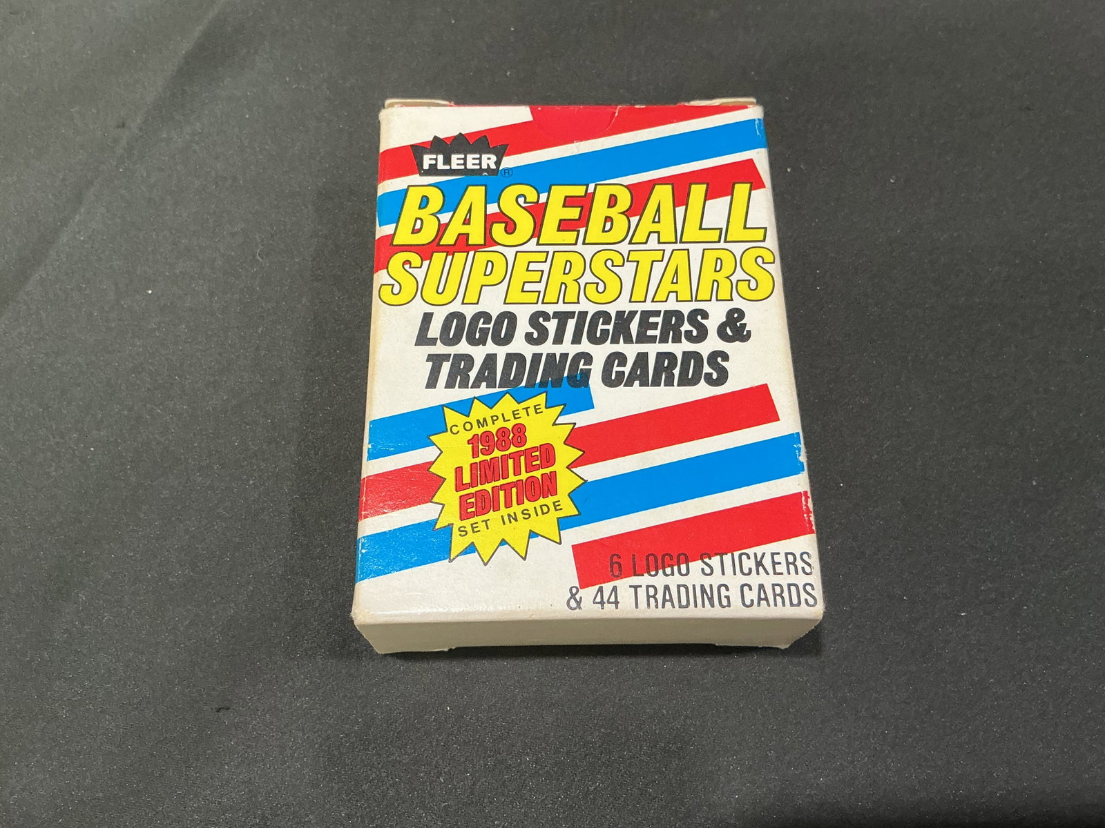 1988 Fleer Baseball Superstars Complete 44-Card Set: Returning as a complete 1988 Fleer Baseball Superstars limited edition set, this boxed issue contains 44 trading cards and 6 logo stickers. The checklist is packed with period stars and Hall of