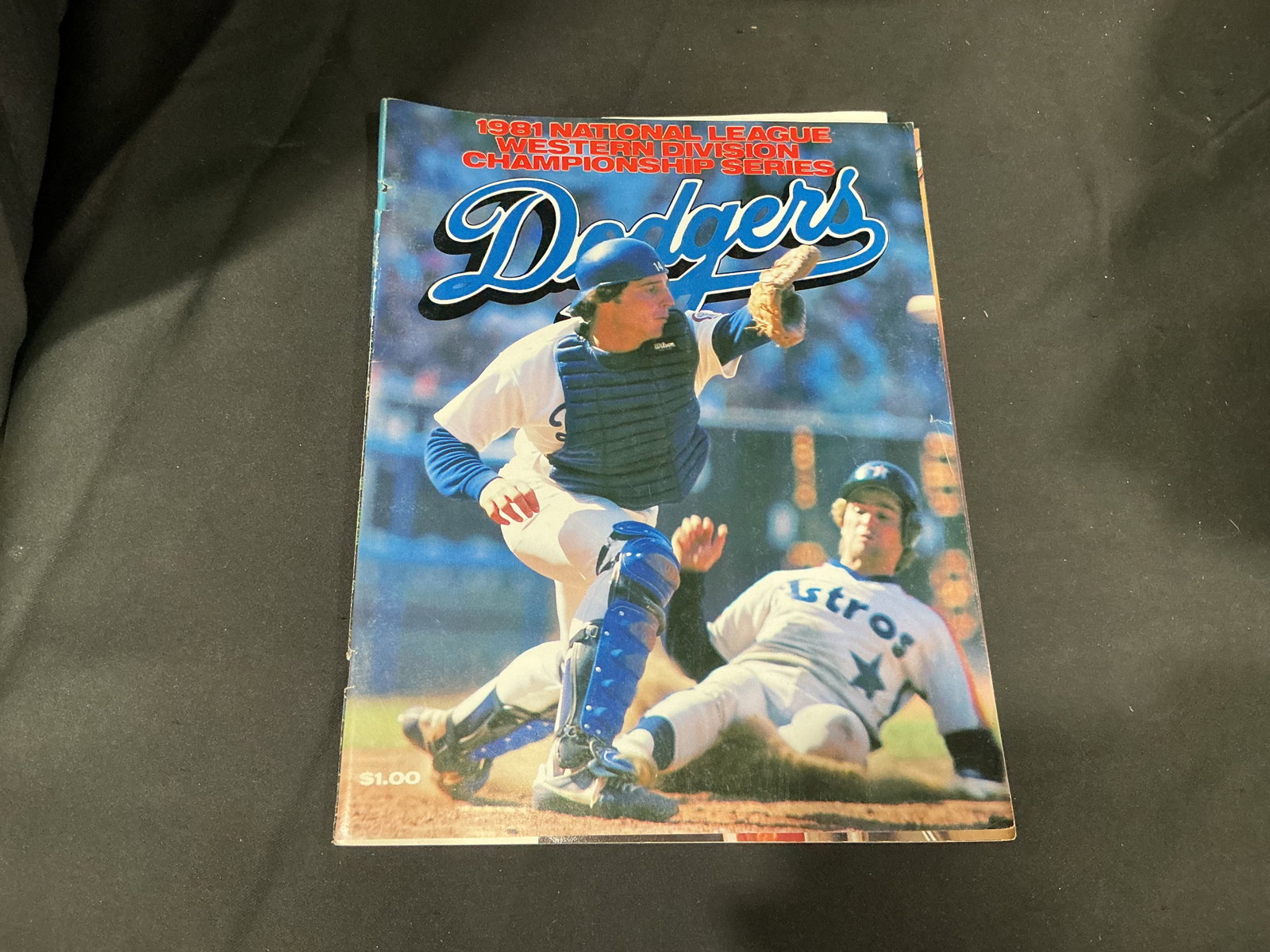 1981 Dodgers NL Western Division Championship Series Program: A vintage Los Angeles Dodgers postseason collectible from their 1981 championship season, this official-style program is titled '1981 National League Western Division Championship Series' and features