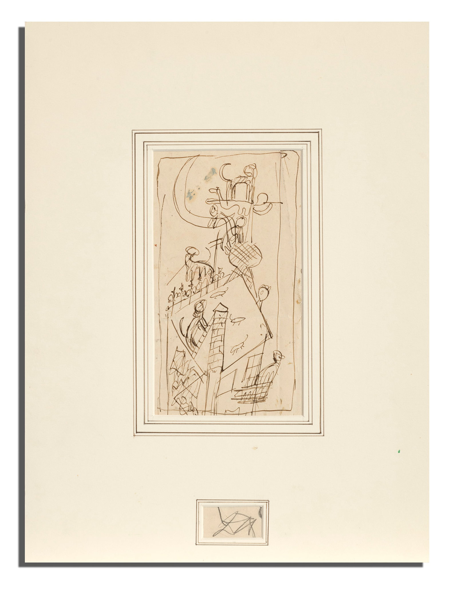 OTTO DIX - Various Studies: Cats on a Roof, Heads with Annotations - 3