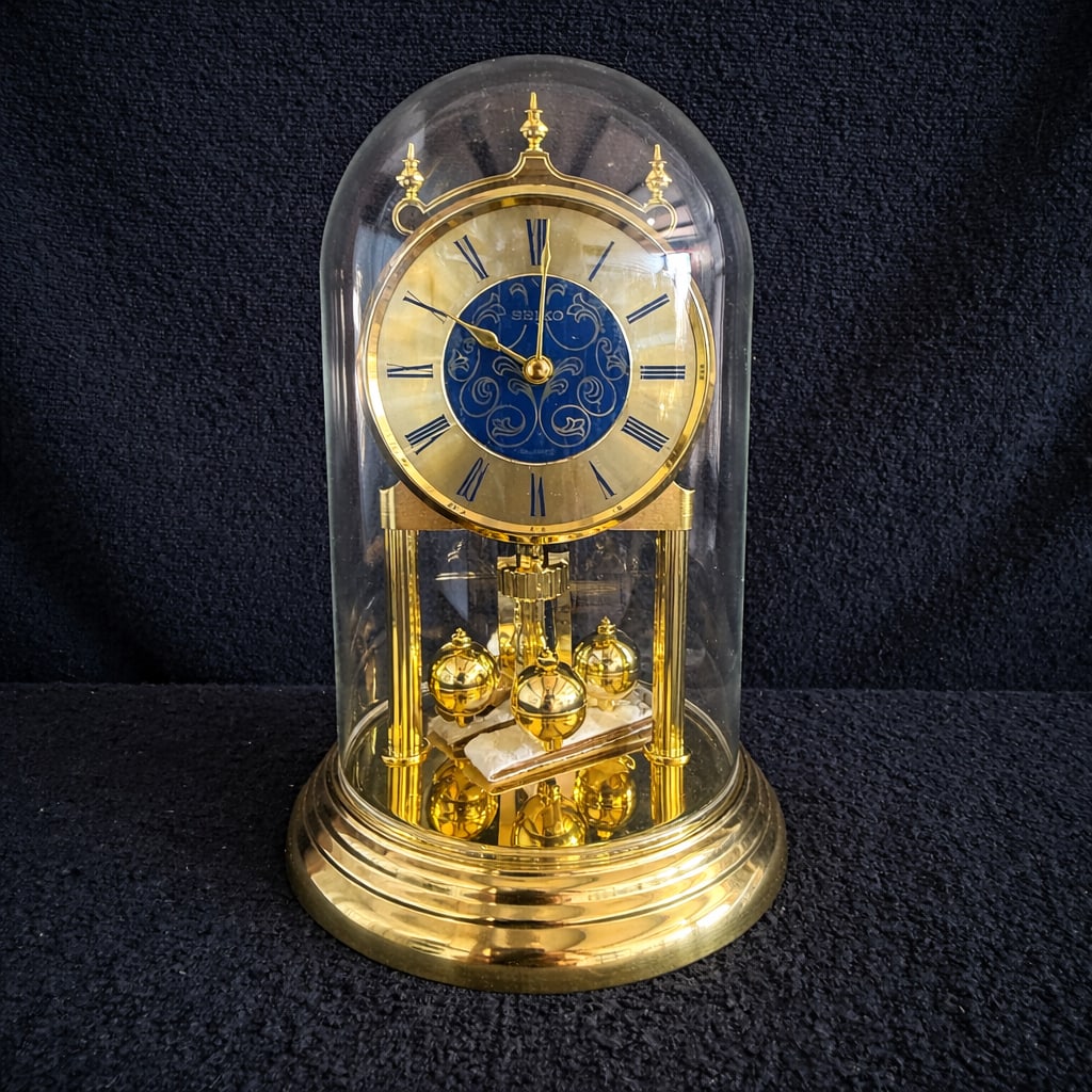 Seiko anniversary (torsion) clock under glass dome circa 1990 - 13
