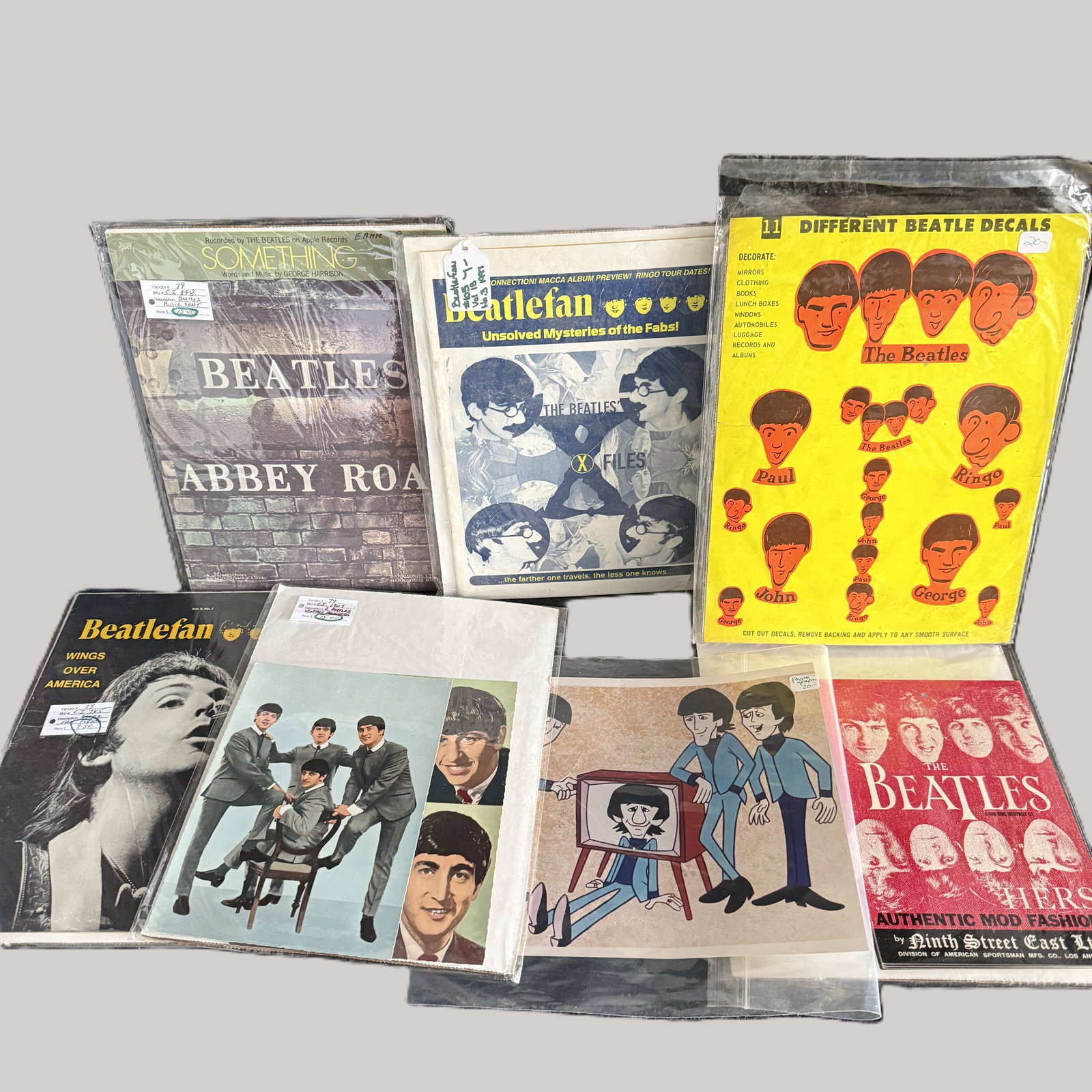 RARE Beatles Ephemera Lot Decals Beatlefan Magazine Abbey Road Sheet Music + Prints (1 of 8)