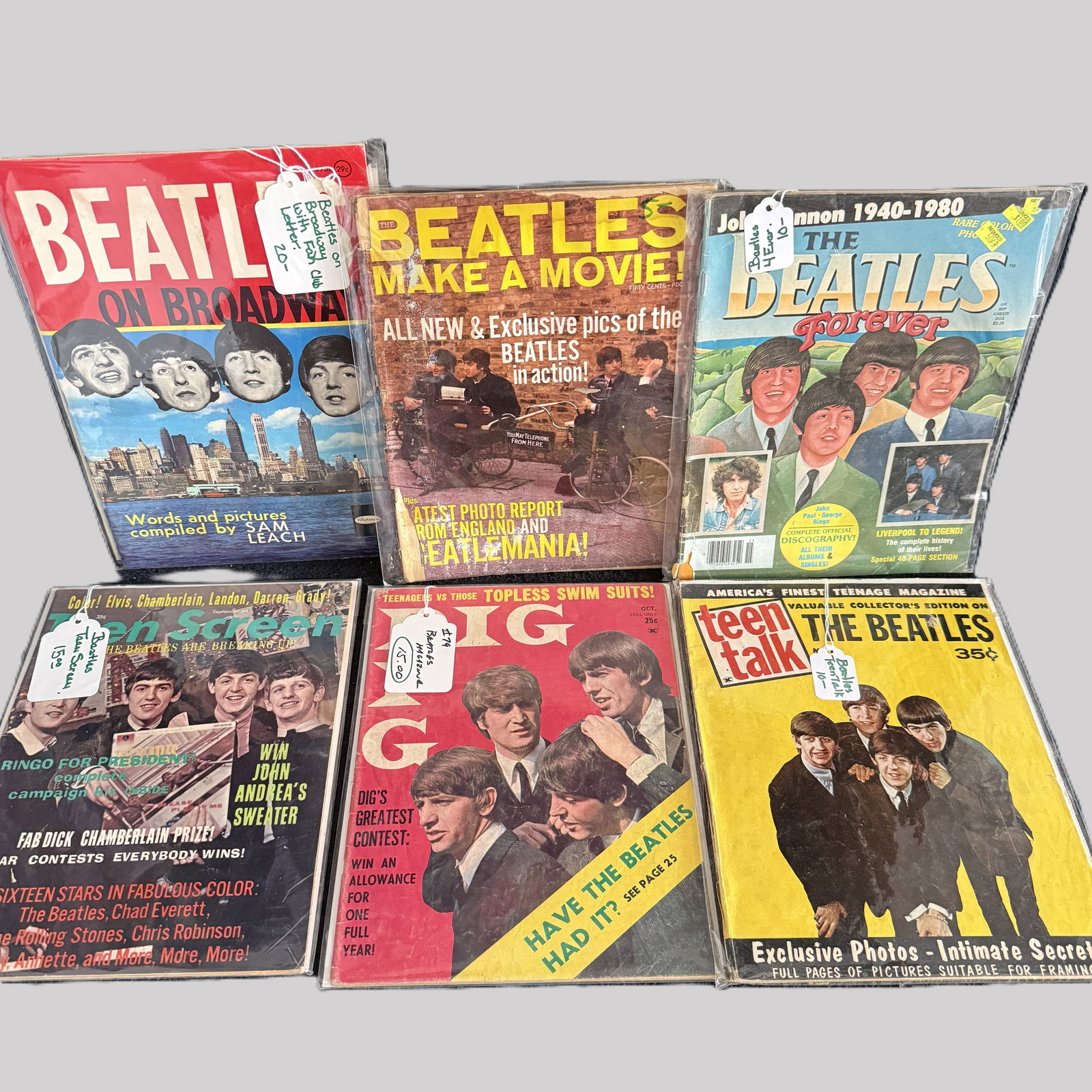 Vintage Beatles Magazine Lot Teen Screen 1964 Teen Talk Beatles Forever DIG Sam Leach (1 of 7)
