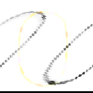 Vintage Multi-Color Jade & 14K Gold Necklace: Beautiful multi-color jade necklace with 14K clasp and beads. Measures: 18 inches. Stamped 14K.