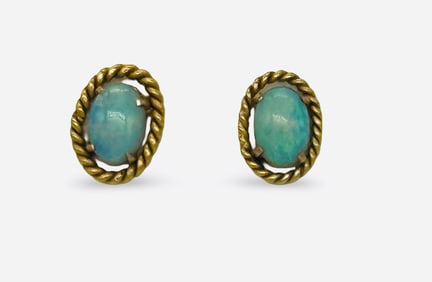 14k Gold Opal Earrings