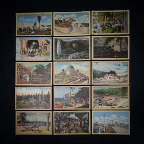 15 Vintage California Linen Postcards Lot