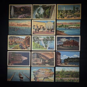 Lot of 15 Vintage Linen Postcards USA Views