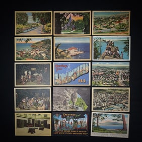Lot of 15 Vintage US Linen Postcards