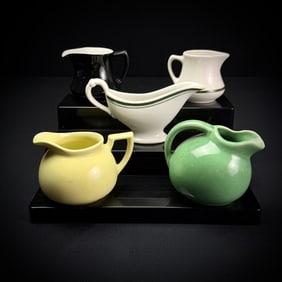 Lot of 5 Vintage Ceramic Creamers & Gravy Boat