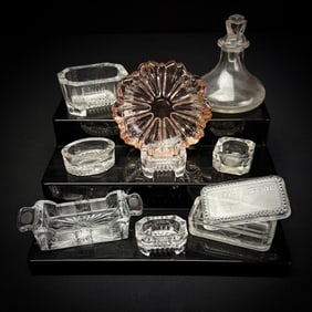 Antique Glass Lot, Salt Cellars, Roger & Gallet