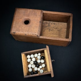 Antique Slide Lid Marble Ballot Box with Drawer