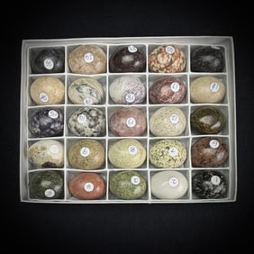Lot of 24 Polished Stone and Marble Eggs