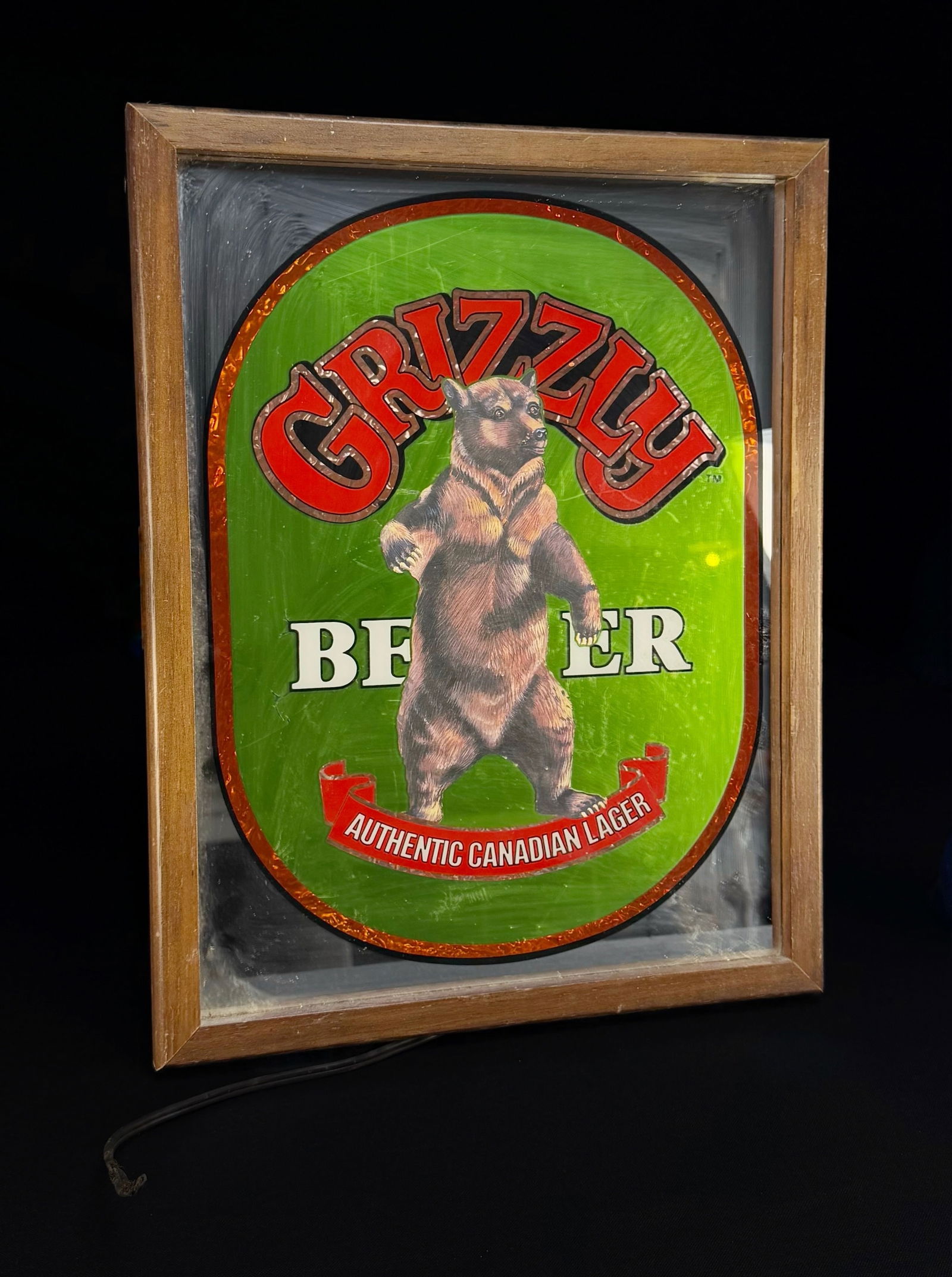 Grizzly Beer Lighted Bar Mirror & Lighted Sign (1 of 2)
