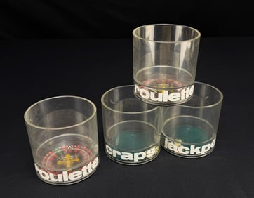 Vintage Casino Game Barware Tumblers (Set of 4)