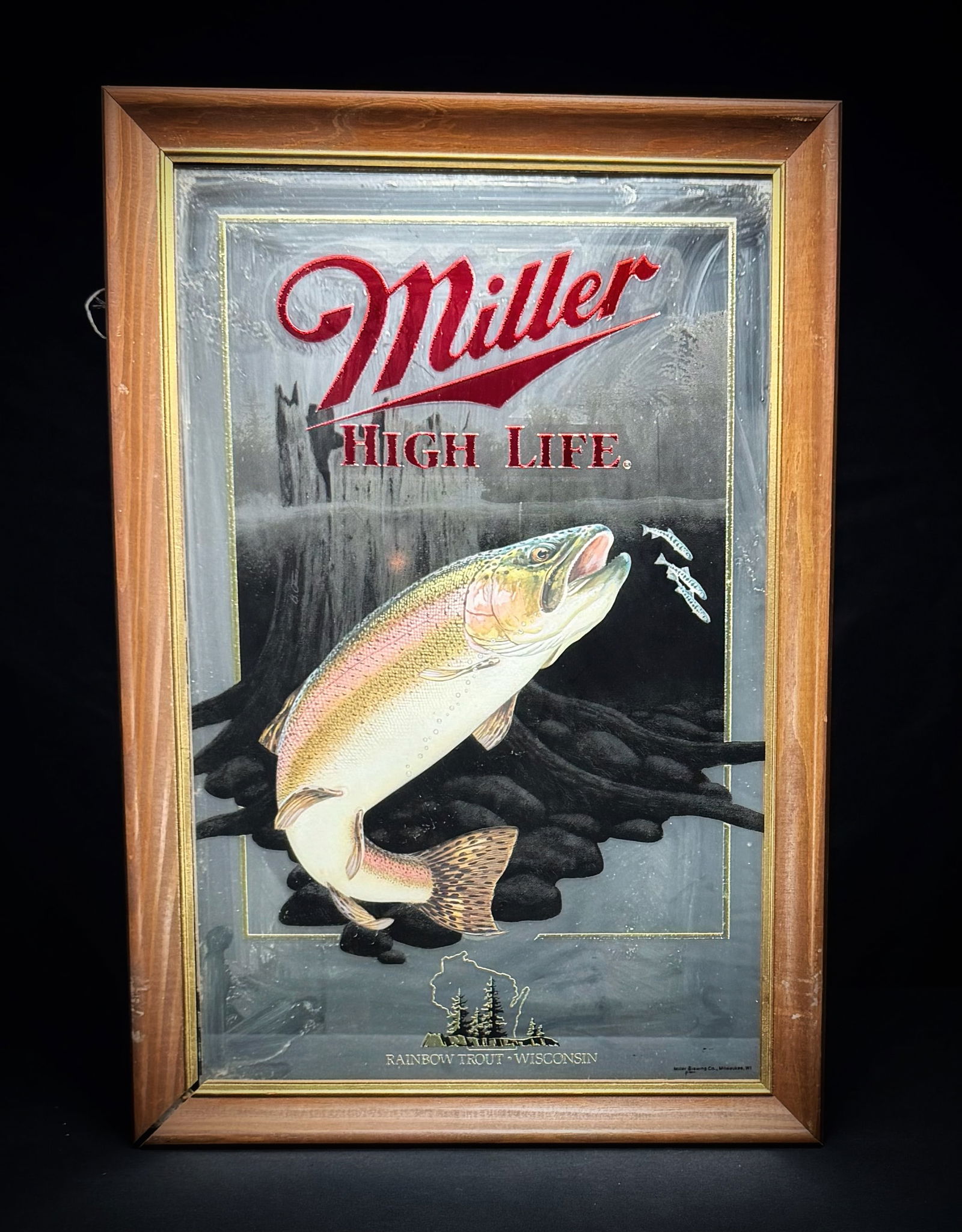 Miller High Life Rainbow Trout Beer Mirror (1 of 2)