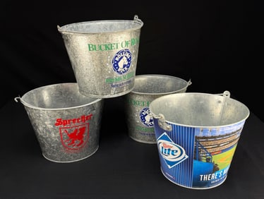 Lot of 4 Galvanized Beer Buckets