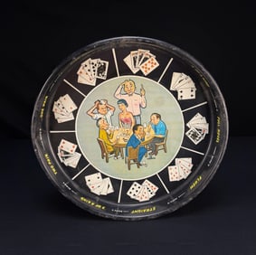 Vintage Masonware Poker Game Serving Tray