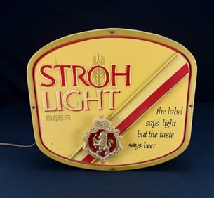 Stroh Light Beer Illuminated Bar Sign