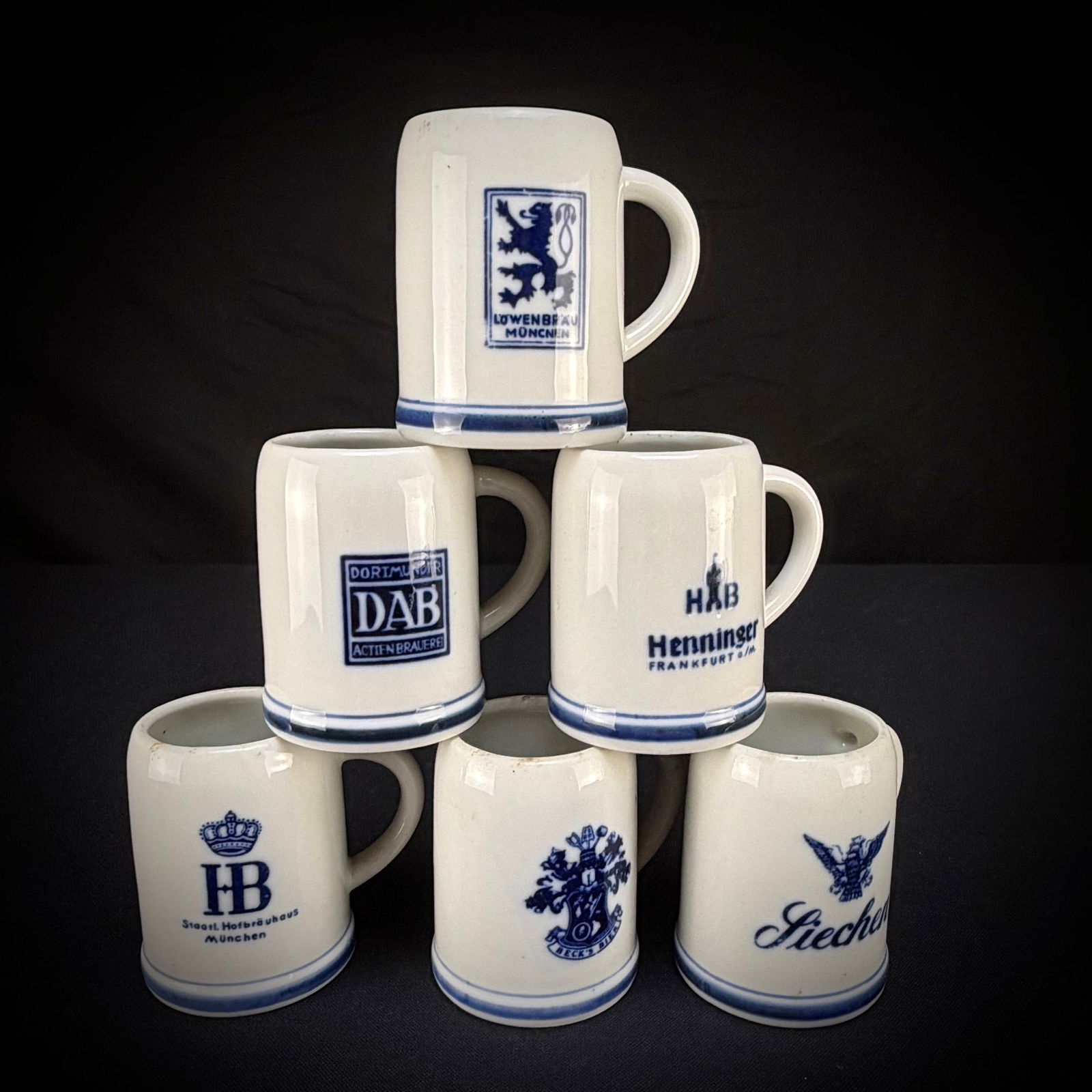 Set of 6 Enesco German Brewery Miniature Mugs (1 of 6)