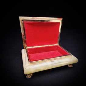 Vintage Banded Onyx Footed Trinket / Cigarette Box