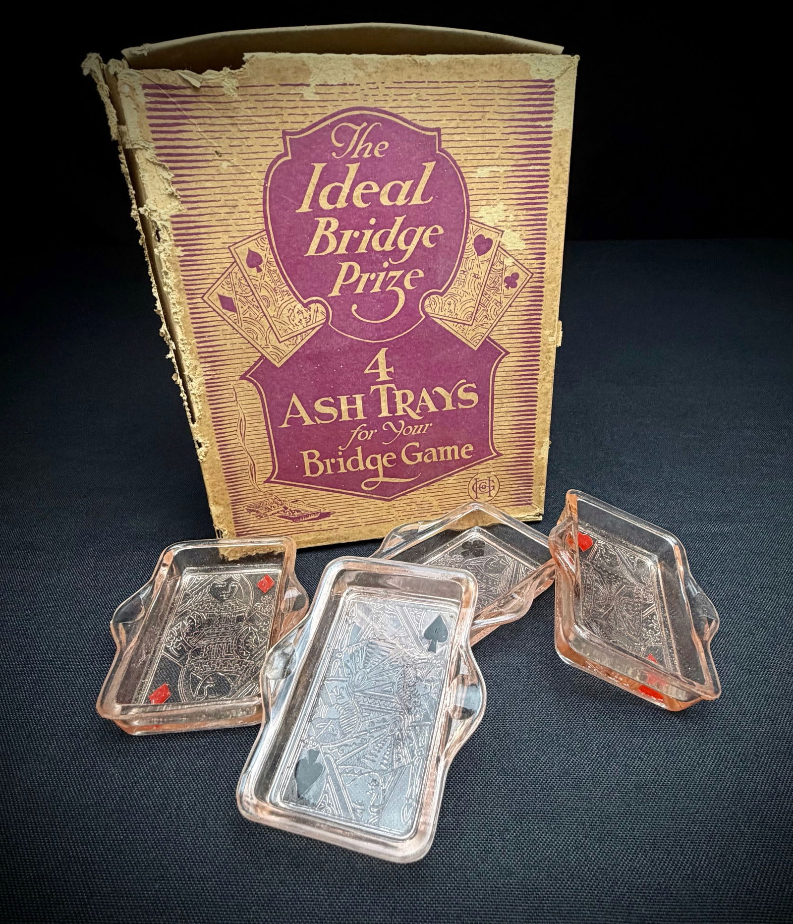 Vintage Bridge Prize Glass Ashtray Set (1 of 6)