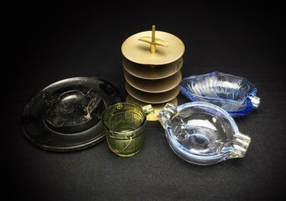 Vintage Glass & Metal Ashtray Lot (5 Pcs)