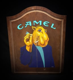 Vintage Camel Cigarettes Dartboard Cabinet