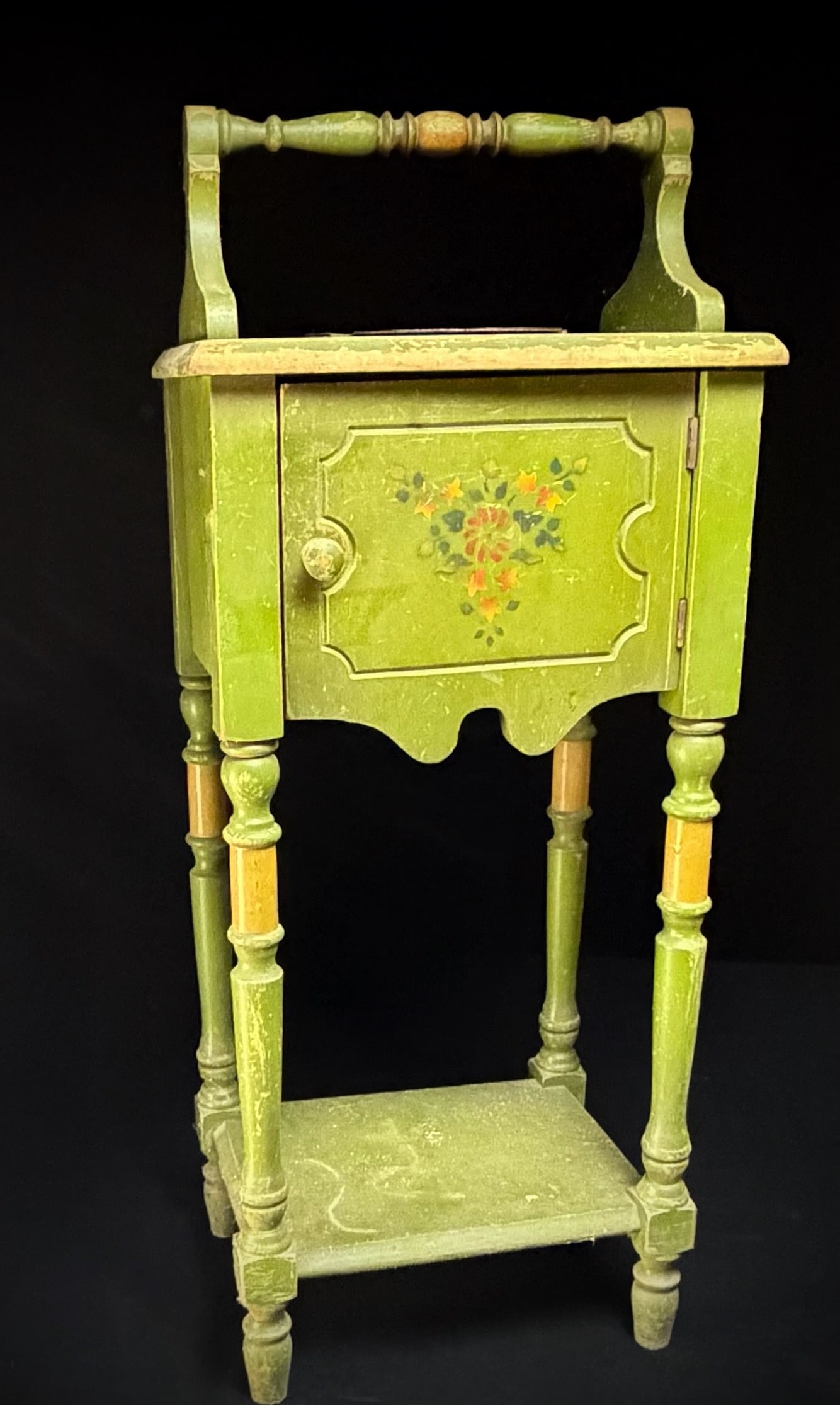 Vintage Green Wood Smoking Stand Cabinet (1 of 5)