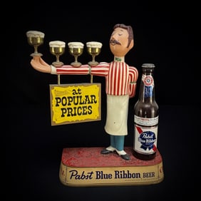 Vintage Cast Aluminum Pabst Blue Ribbon Waiter Bar Display