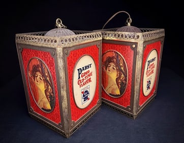 Pair of Pabst Blue Ribbon Hanging Lanterns