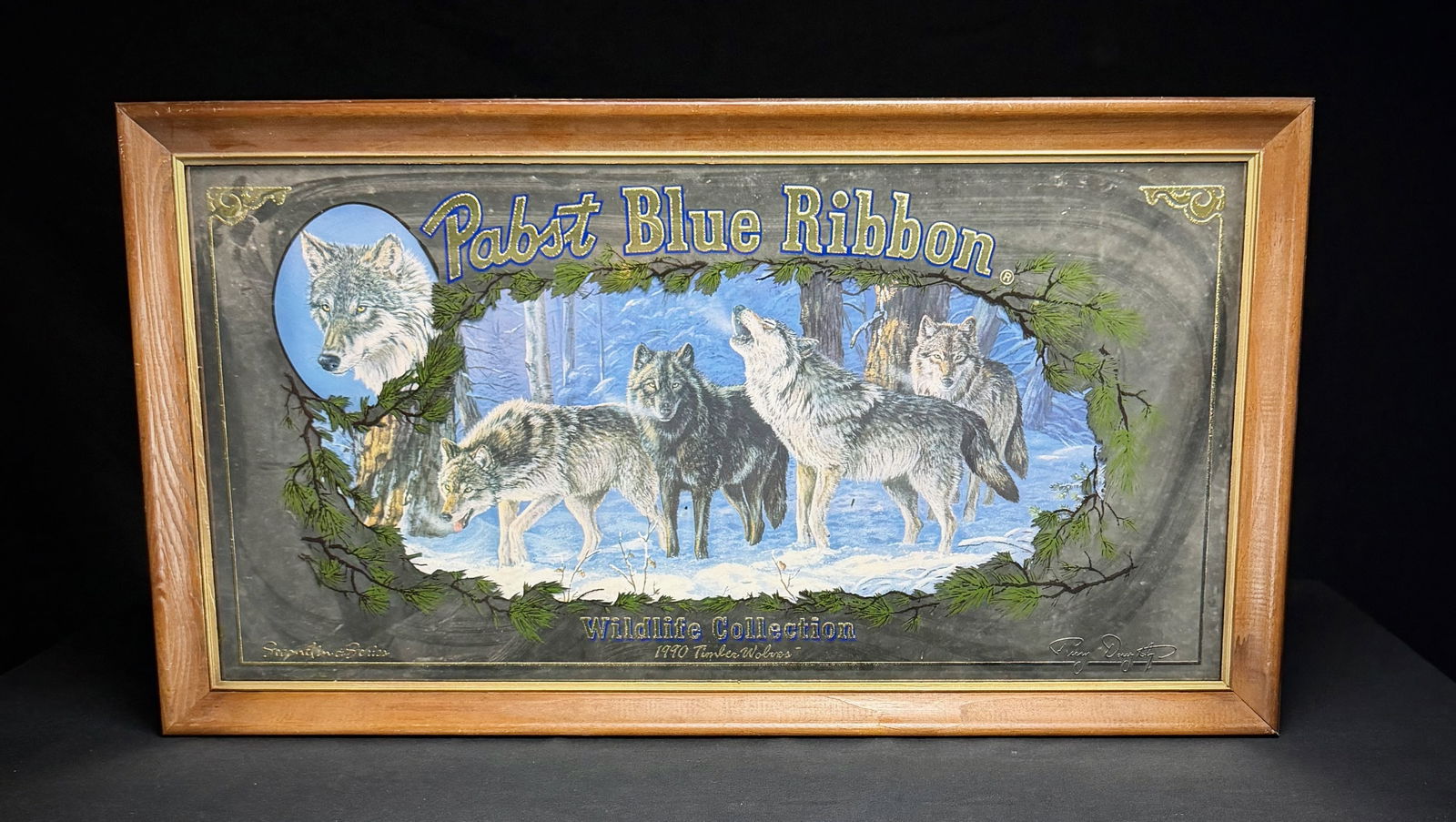 1990 Pabst Wildlife Collection Timber Wolves Mirror (1 of 2)