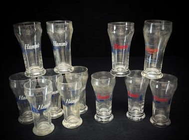 Lot of 12 Vintage Hamm's Beer Glasses
