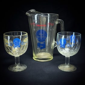 Pabst Blue Ribbon Pitcher and Glass Set