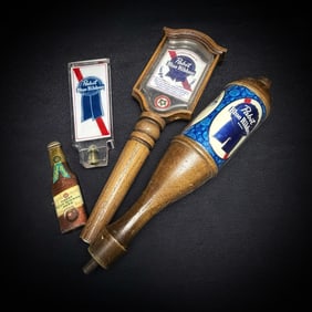 Pabst Bar Taps (3) & Pabst Tin Bottle Opener