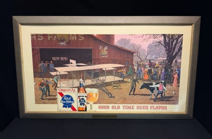 Vintage Pabst Blue Ribbon Framed Advertising Sign