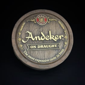 Pabst Andeker Beer 'On Draught' Barrel Sign