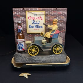 Vintage Pabst Blue Ribbon Car Lighted Motion Sign Blue Jalopy
