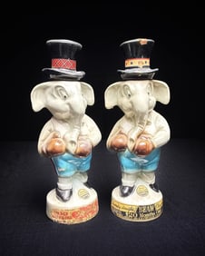Lot of 2 Republican Elephant Whiskey Decanters