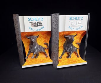 Pair of Schlitz Malt Liquor Bull Bar Signs