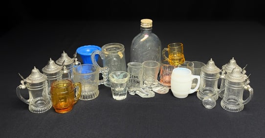 Lot of Mini Glass Steins & Novelty Shot Glasses