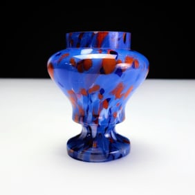 Czech Bohemian Splatter Glass Vase