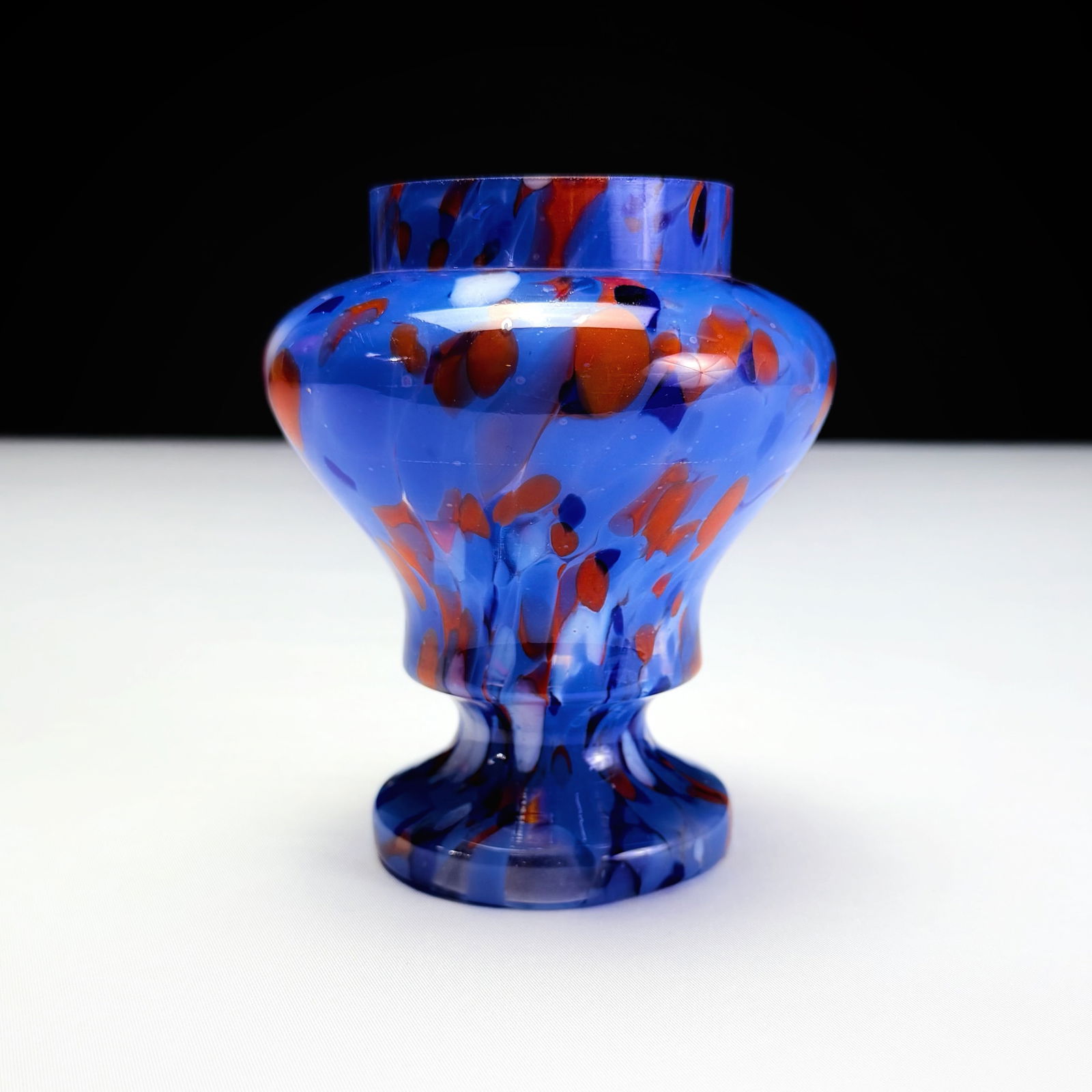 Czech Bohemian Splatter Glass Vase