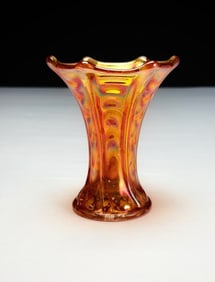 Vintage Iridescent Orange Carnival Glass Vase