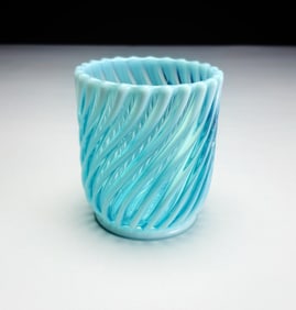 Blue Opalescent Swirl Glass Vase