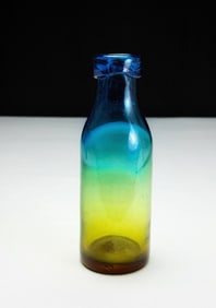 Blenko 1977-78 Mountain Milk Bottle, Blue Rim