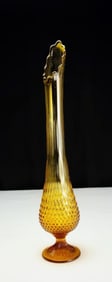 Fenton Amber Hobnail Ruffled Art Glass Vase