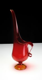 L.E. Smith Amberina Swung Stretch Art Glass Pitcher