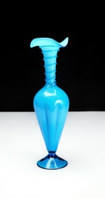 Mid-Century Empoli Blue Opaline Cased Glass Vase