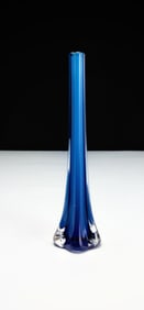 Vintage Cobalt Blue Art Glass Pulled Bud Vase