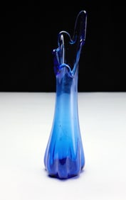 Mid-Century Modern Blue Swung Glass Vase